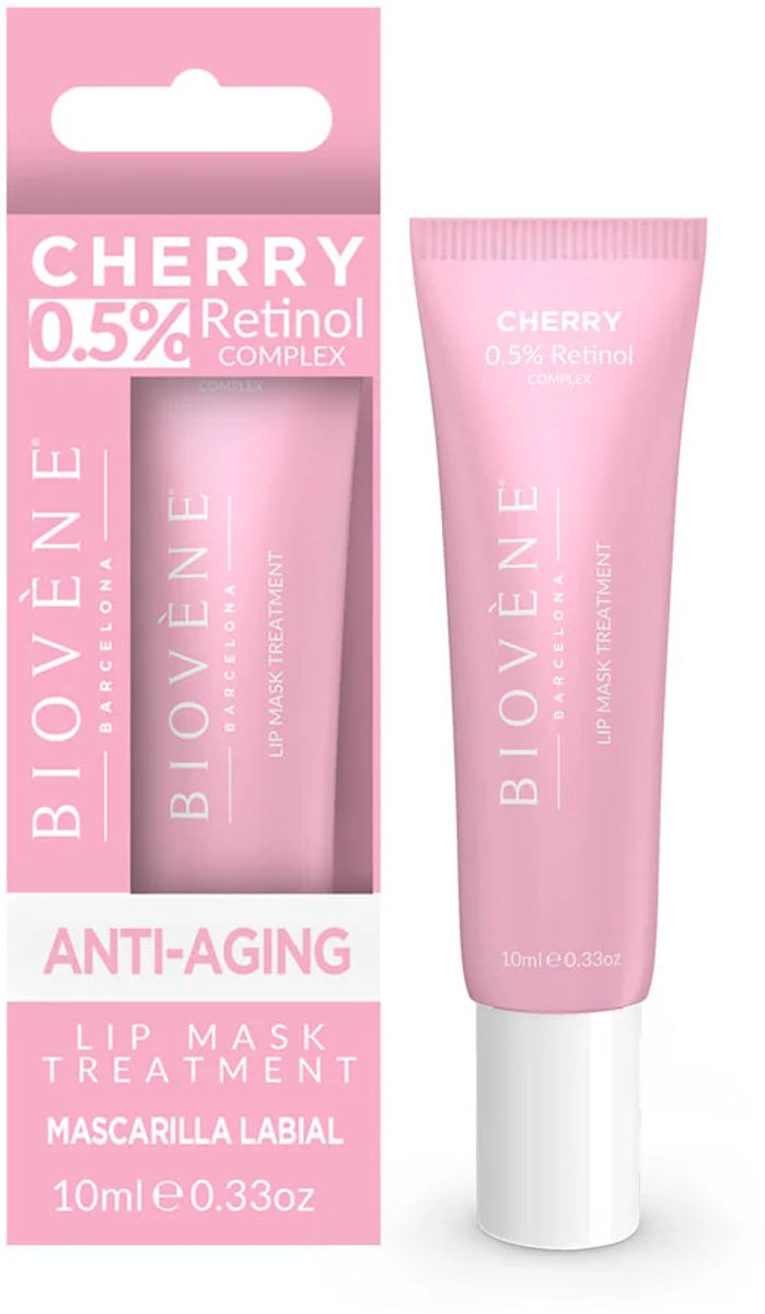 Biovene lipmasker anti-veroudering - 0,5% retinol - cherry kersen - 10ml - lipbalsem