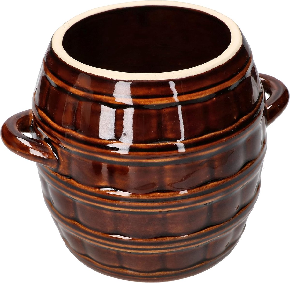Famanu - Keramische Fermentatiepot, 2,5 L, Steengoedpot, Komkommerpot, Zuurkoolpot, Inmaakpot, Aardewerk Pot
