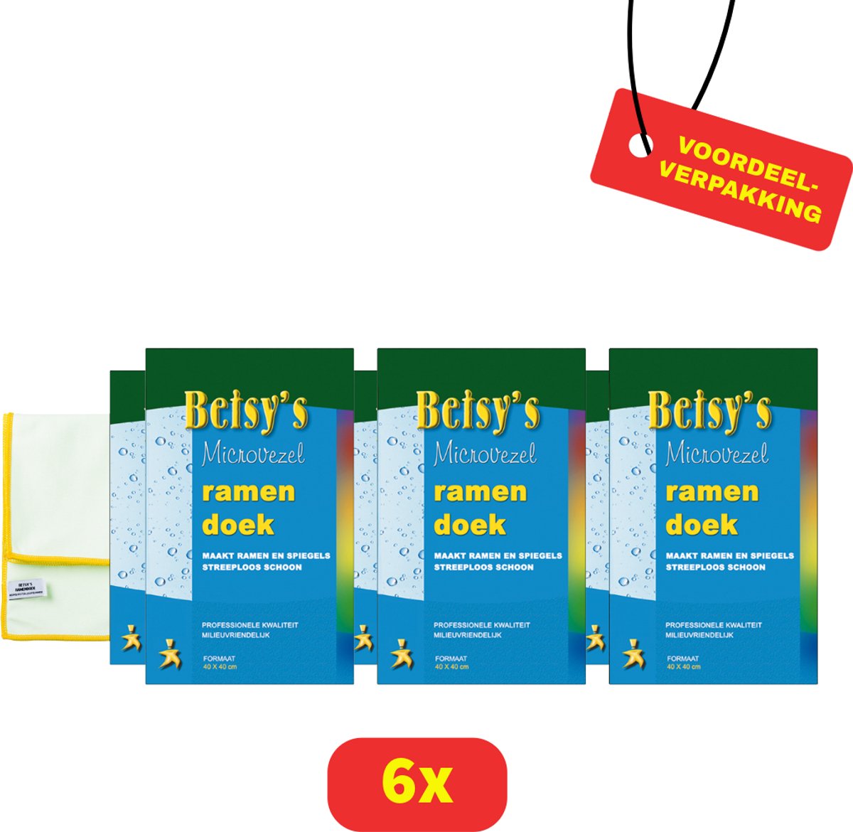 Betsy's microvezelramendoek - 40x40cm - 6 stuks Voordeelverpakking