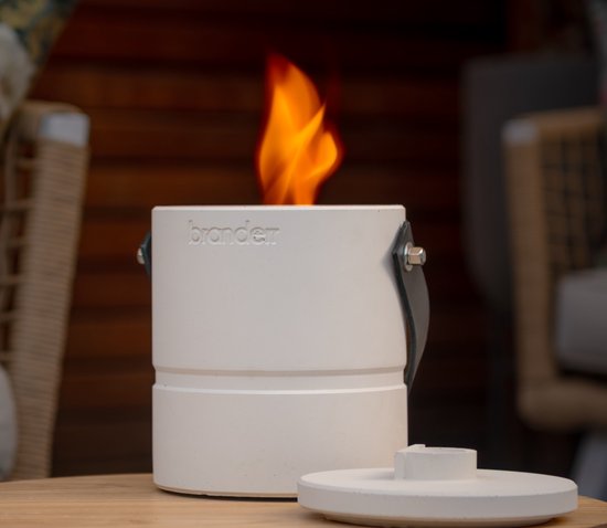 Branderr Luna EcoFlame Tafelhaard Bio ethanol - Zandkleur - voor Binnen & Buiten - Sfeerhaard - Gemaakt in Nederland - 10 uur Brandtijd - 750 ML inhoud