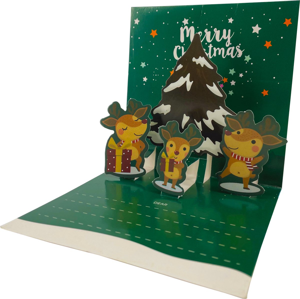 3D Pop Up Kerstkaart - Groen - 11x11 cm - DIY Kerstkaart - Ansichtkaart - Wenskaart - Met Envelop