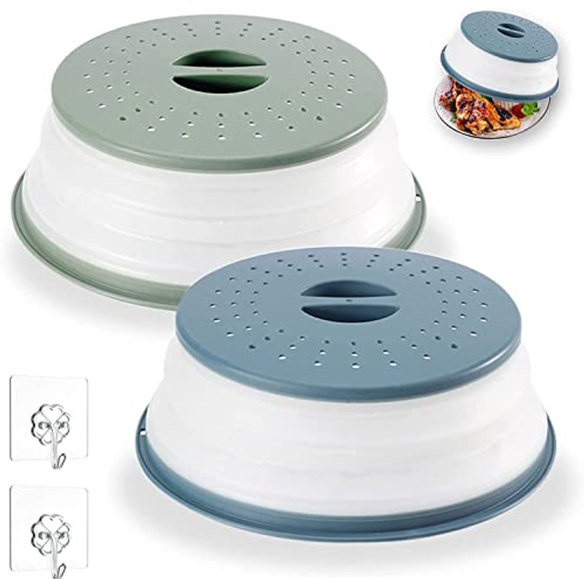 Set van 2 opvouwbare magnetronafdekkingen - Hoge spatbescherming en multifunctionele deksels