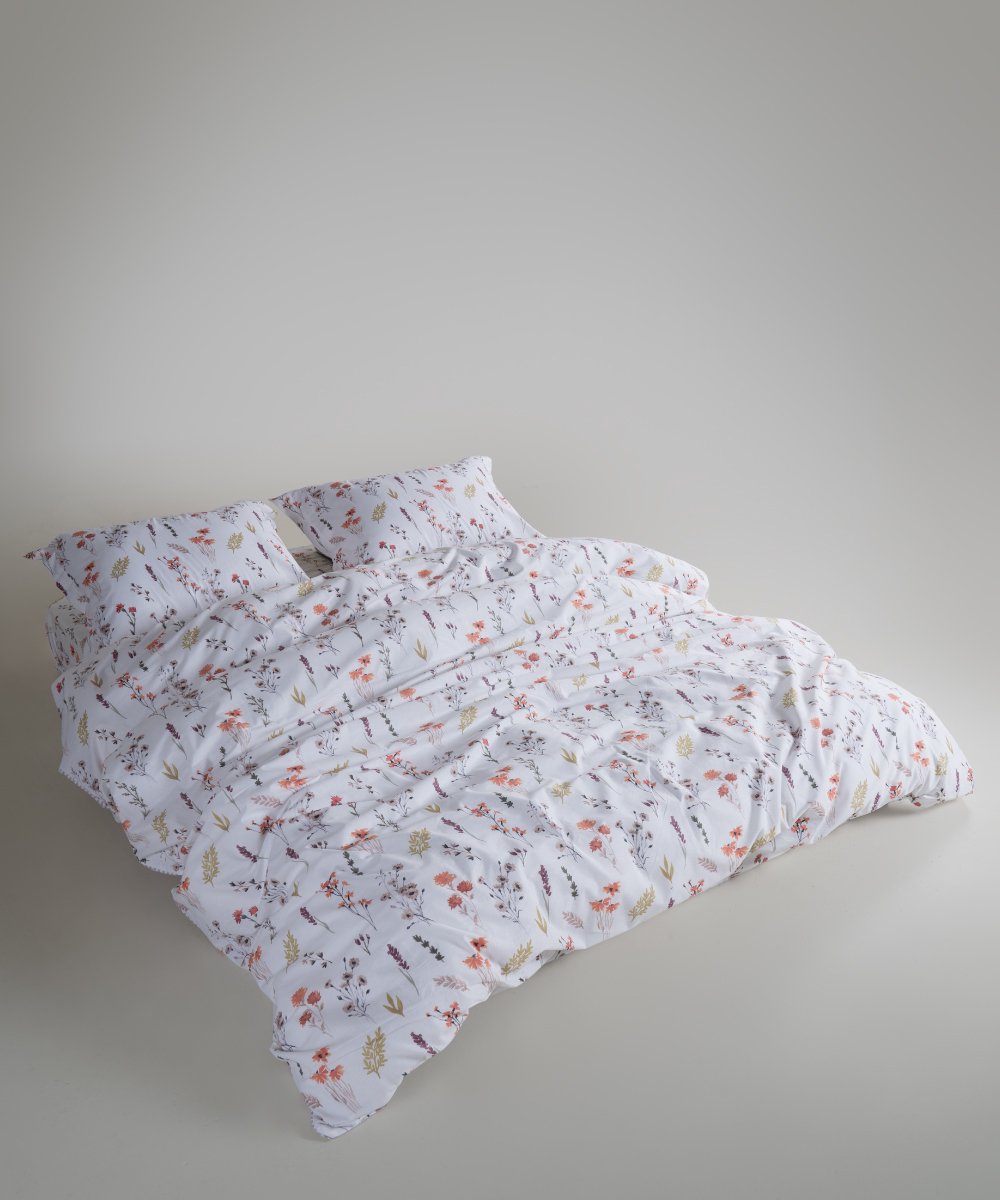 Mila Home Bloemen Collection - Beddengoedset Dekbedovertrek - Bloemen Dessin - 100% Katoen Ranforce - OEKO-TEX Gecertificeerd - 140x200 cm + 1 Kussenhoes 60x70 cm