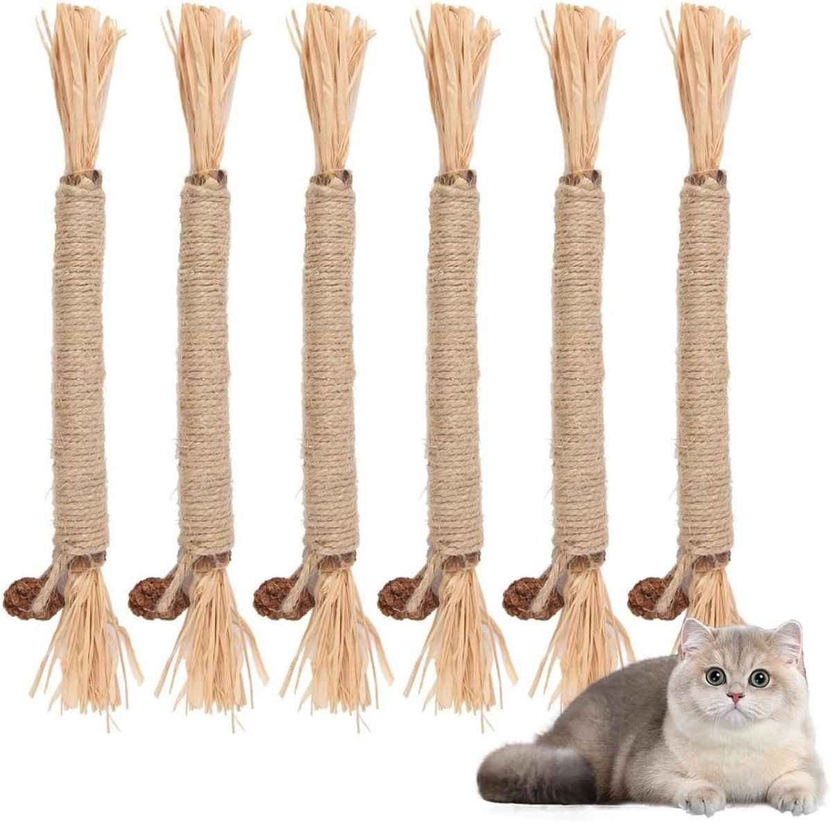 6pcs Cat Grass Sticks voor Katten - Speelgoed - Tandverzorging Sticks - Natuurlijke Katten Gras Sticks voor Tandheelkundige Zorg - Kat Accessoires