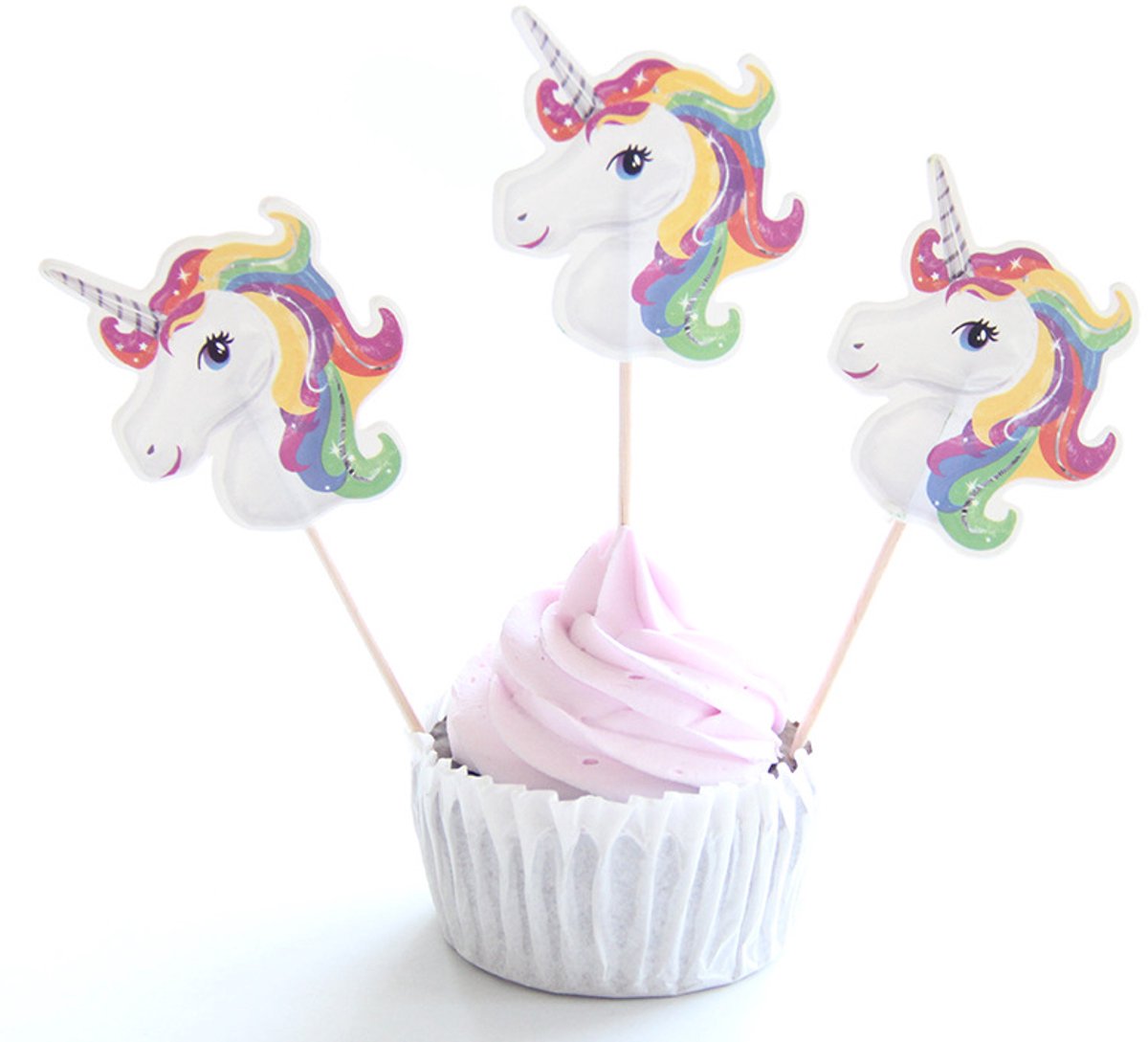 24 Stuks Eenhoorn topper - Unicorn - Taart topper - Cake - Taart – Prikker - Cocktail- en Taartprikkers voor Cupcakes - Feestje – Taart - LOUZIR