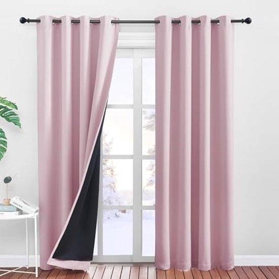 Deconovo Verduisterende Gordijnen voor Binnen – 100% Verduisterend met Ogen – Set van 2 Thermische Isolerende Gordijnen in Linnen Look, 140x290 cm, Parelgrijs, voor Slaapkamer en Woonkamer
