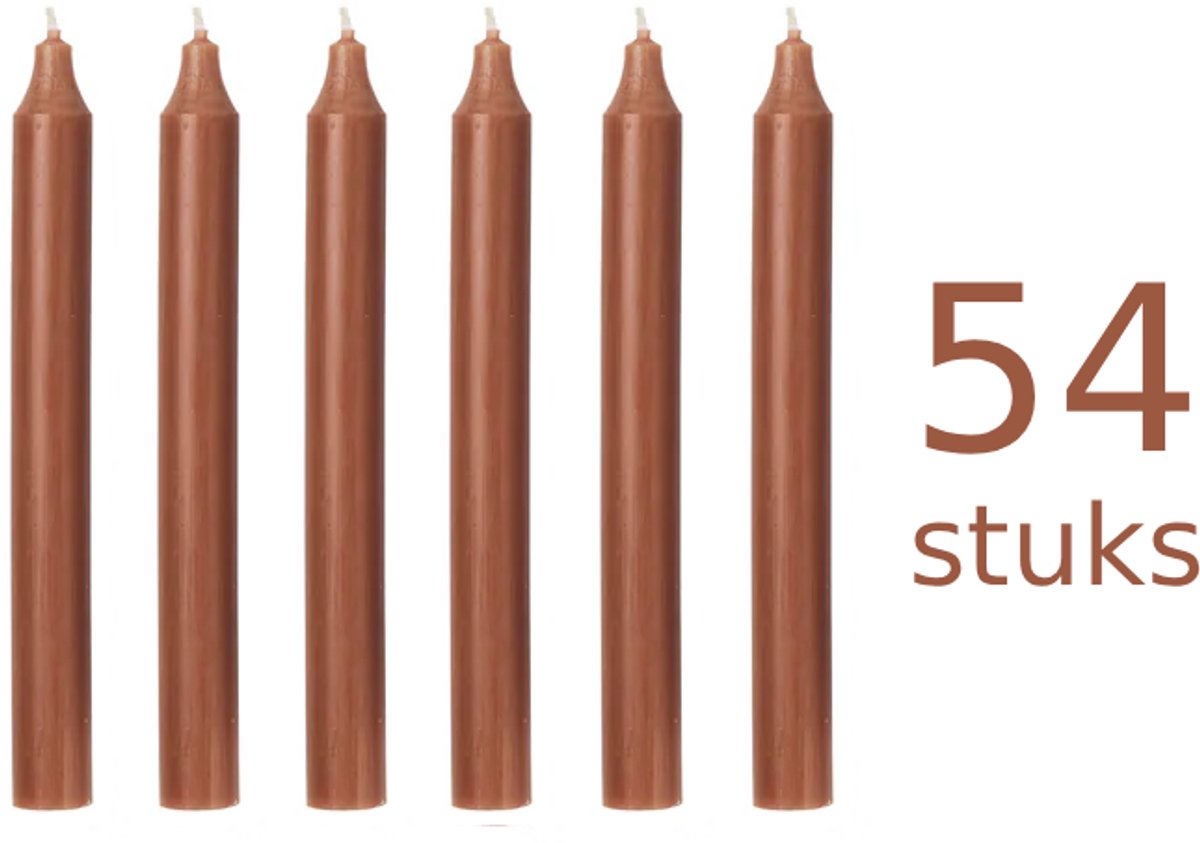 hoge kwaliteits Mokka dinerkaarsen 100% Oekö-tex katoenen lont, RAL gecertificeerde paraffine Ø 2,1 x 20 cm 54 stuks