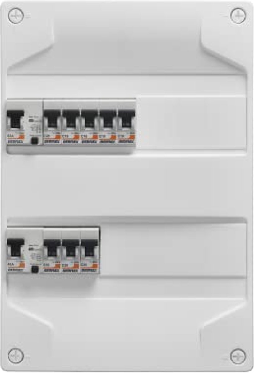 Voorgemonteerde Elektriciteitsdoos 2 Rijen voor Modulaire Kasten - ID 40 A, ID 63 A, 2 x 10 A