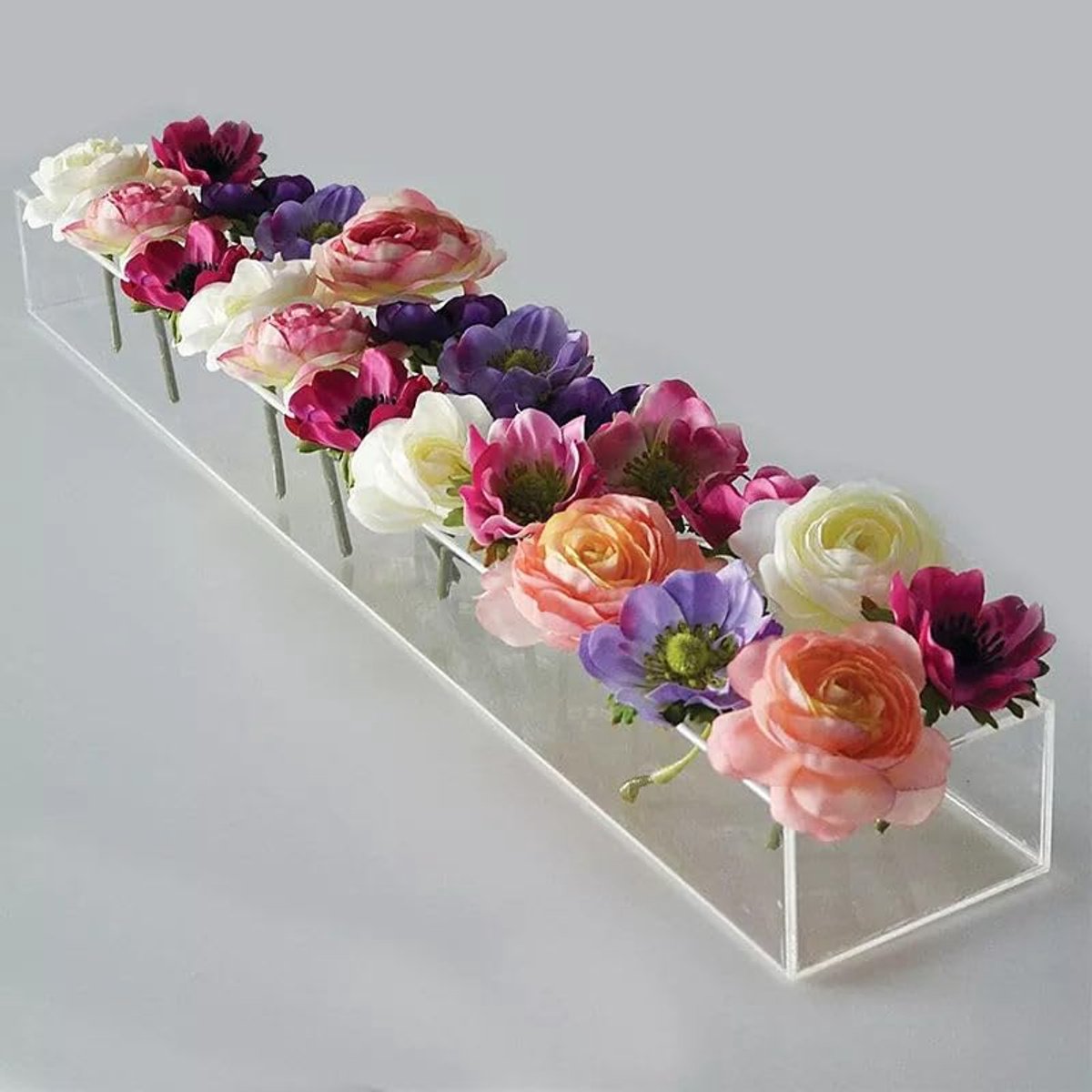Luxe Acryl Bloemenvaas Rechthoekig 42 cm - Modern Eettafel Centerpiece