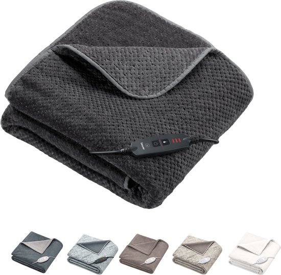 Beurer HD 65 Dark Grey Warmtedeken – Elektrische Deken 1 Persoons – 180×130 cm – Fleece Warmtedeken – Elektrische Bovendeken – 3 Warmtestanden – Automatische Uitschakeling – Machinewasbaar – 5 Jaar Garantie: exclusief bij Bol.com
