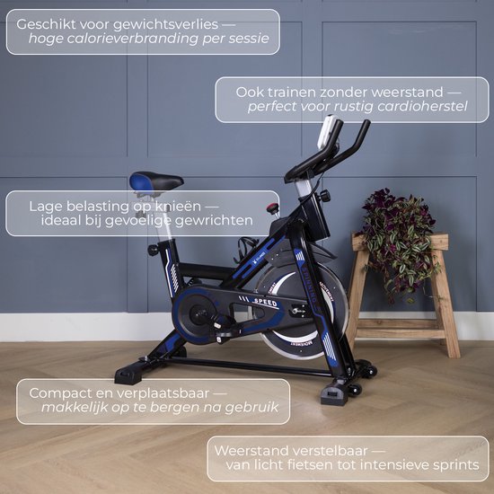 Vélo D’appartement Stationnaire – Siège Et Guidon Réglables, Résistance 0–100%, écran LCD, Support Tablette, Cardio
