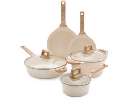 GreenChef Arte Pannenset 8-delig - 16/20/24/28cm - 1.6/3.9/4.4L - PFAS-vrije antikleeflaag -…