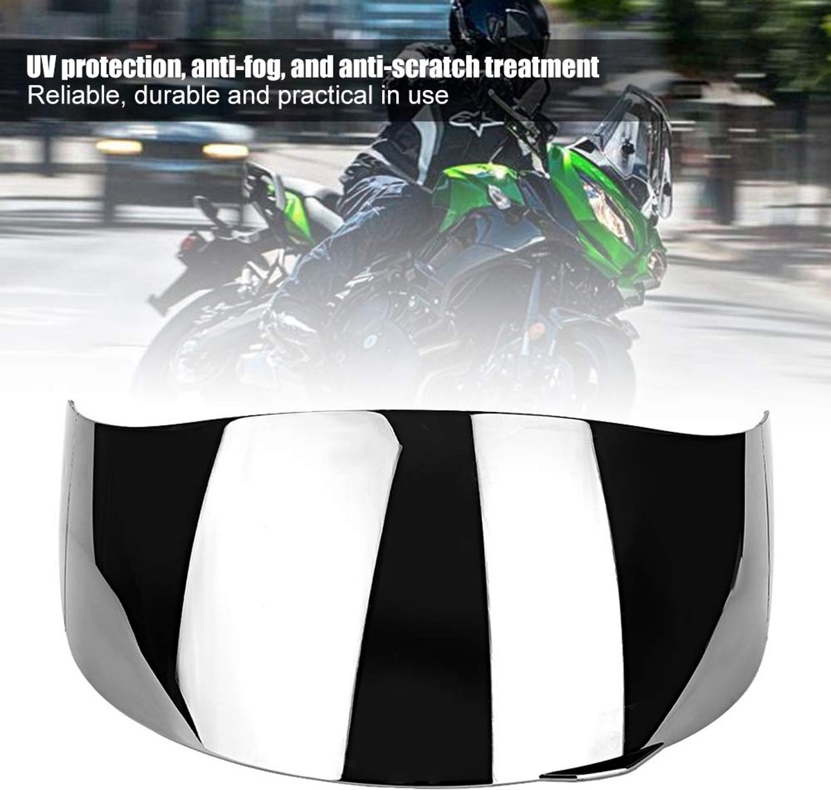 JeiibrZui Motorhelm Windscherm - PC Helm Vizier - UV-bescherming en Anti-condens Lens + Krasbestendig - 1 Item - Compatibel met AGV K1 K3 SV K5 K5-S Helmen (Zilver) – foto 6