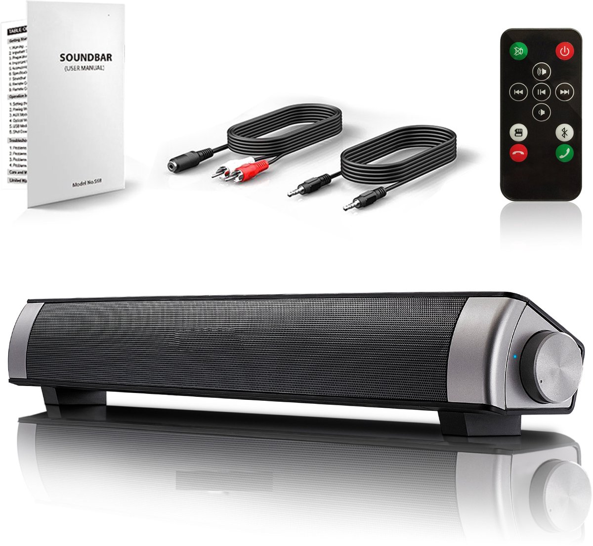 Bluetooth speaker - Mini speaker - 2x 5W stereo - 1800mAh batterij - Draadloze afstandsbediening - Meerdere aansluitingen - Geschikt voor tv en mobiel