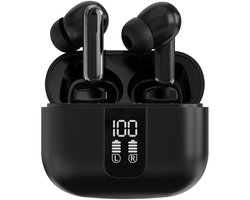 Strex Draadloze Oordopjes met Noise Cancelling - Bluetooth 5.3 - LED Display - Draadloze Oortjes Sport met Bluetooth - Zwart