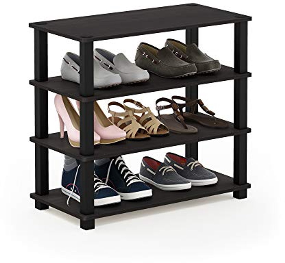 Schoenenrek van Hout - 4-Tier Espresso/Zwart - Ruimtebesparend en Stijlvol