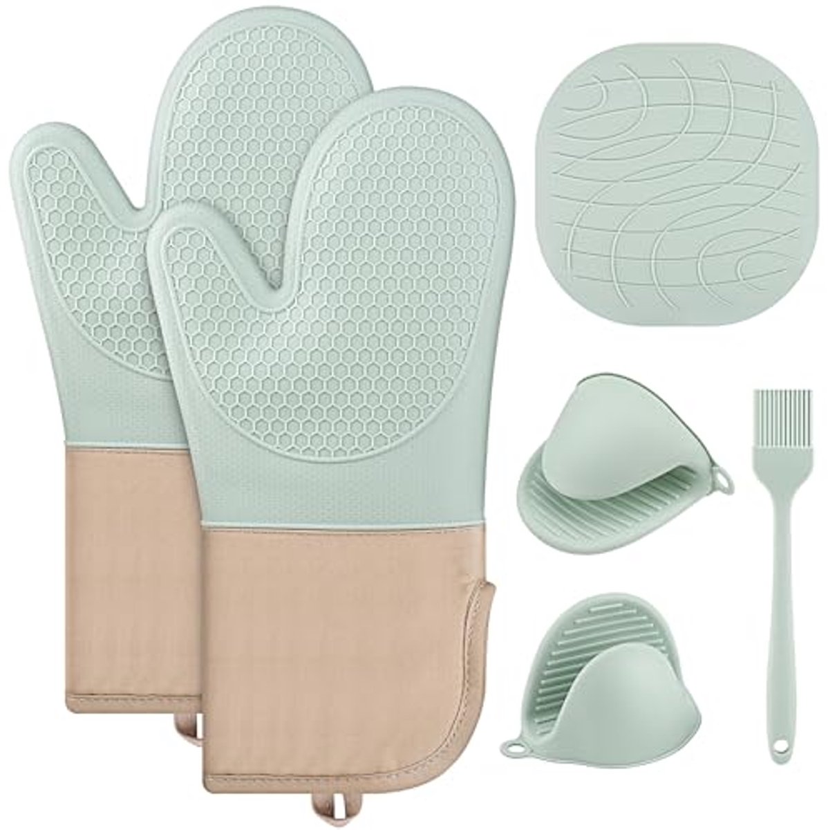 Set van 6 Siliconen Ovenwanten voor Bakken, Koken en Grillen - Warmtebestendig en Antislip