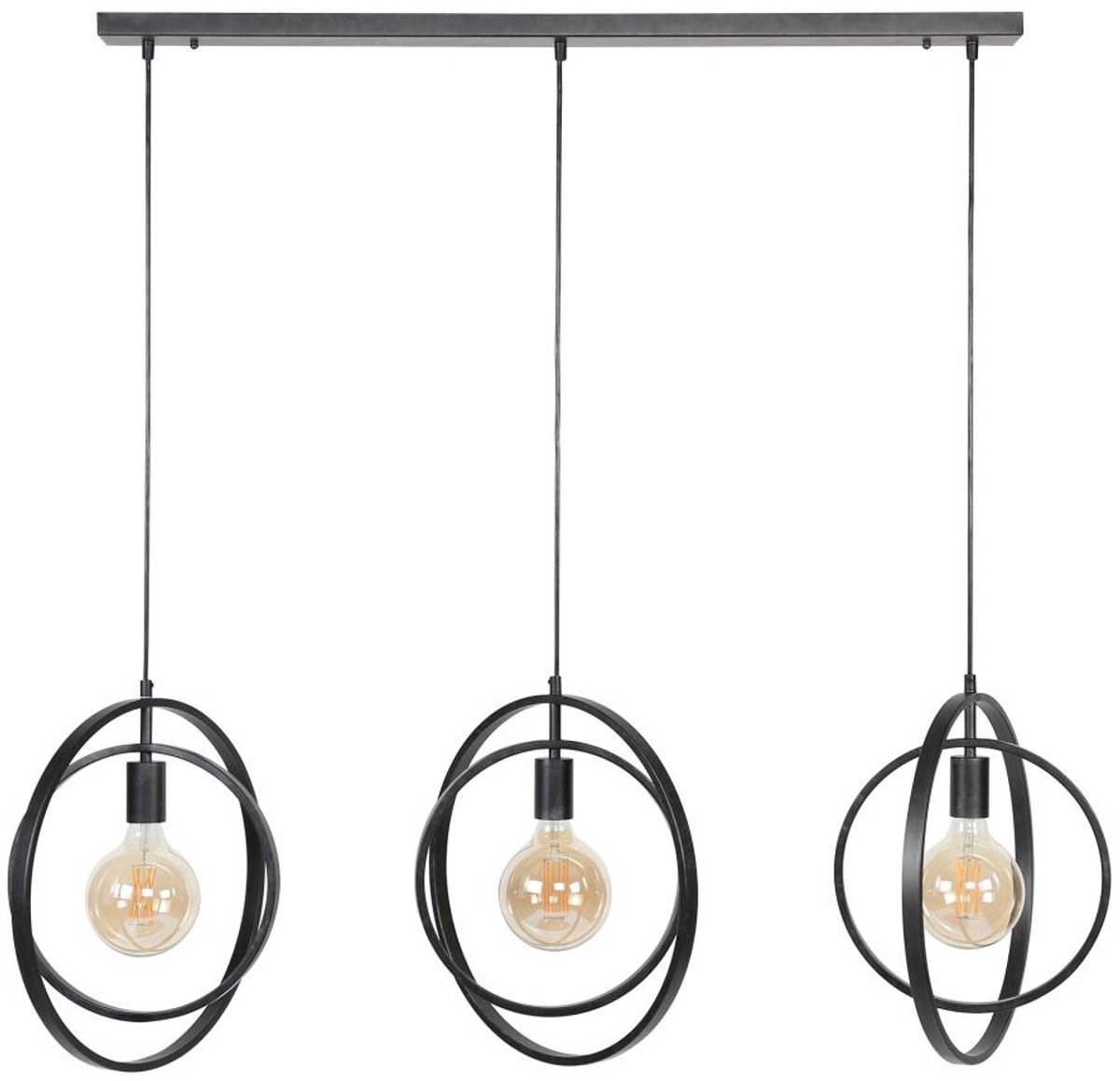 Giga Meubel Hanglamp Turn Around - Zwart - 3-Lichts - 130x30x150cm