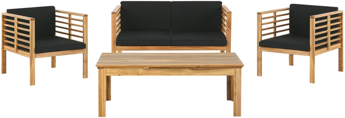 Beliani PACIFIC - Loungeset voor 4 - Lichte houtkleur - Acaciahout Bruin