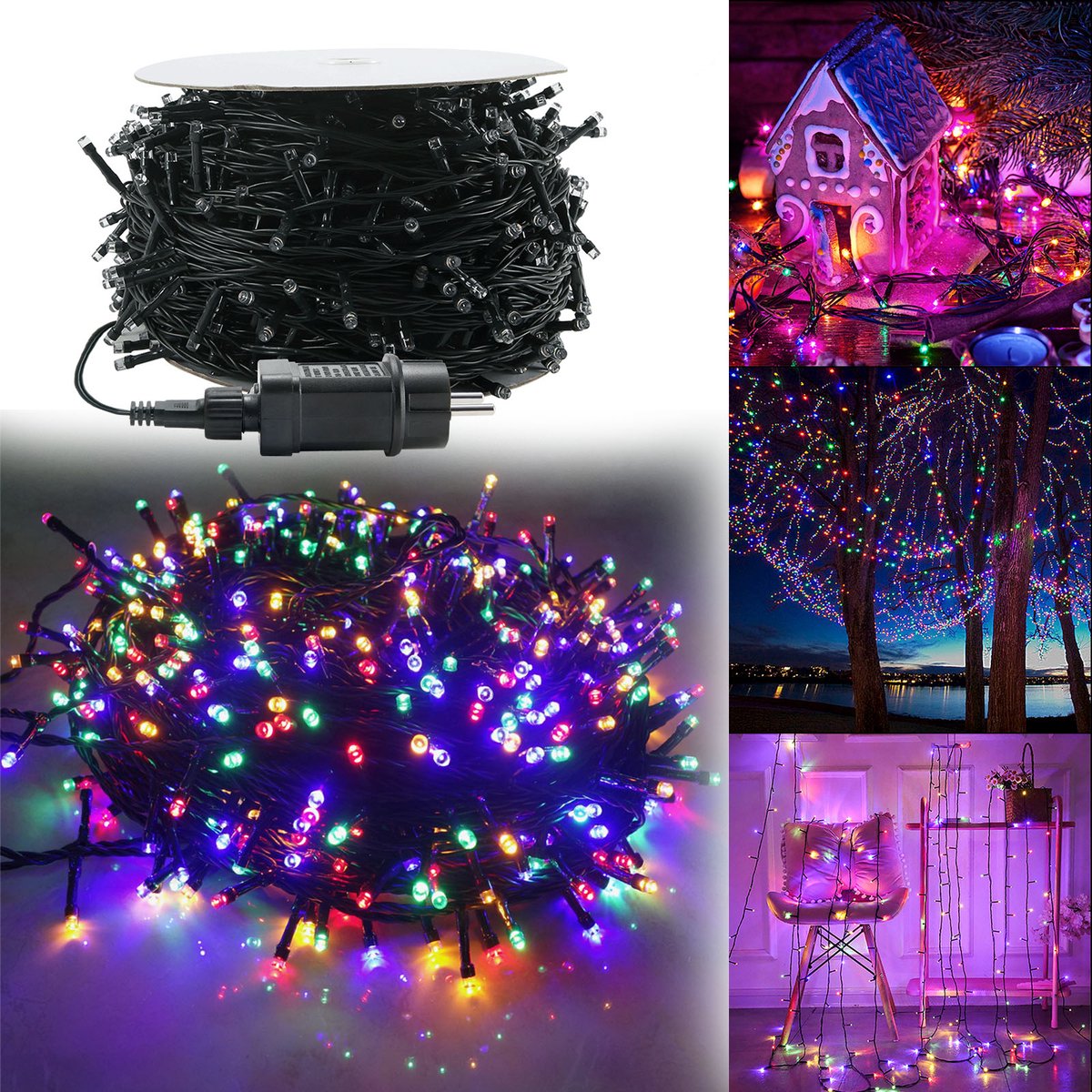 30m 300 LED Lichtenketting Buiten Binnen Met Steker Lichtenkettinggordijn Kleurrijk 8 Modi Geheugenfunctie Kerstverlichting Voor Kerstfeest Feestelijkheden Bruiloft Pasen Waterdicht IP44