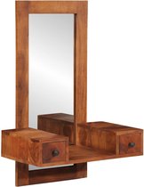 COSTWAY Sieradenkast met schuifdeur, spiegelkast hangend aan de deur, met 22 haken voor halskettingen / armbanden, 60 ringsleuven, 3 planken en 95 oorbelgaten (bruin