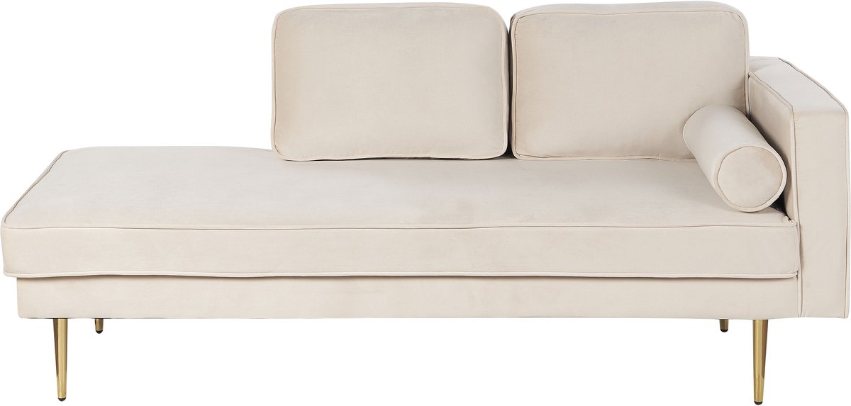 BELIANI MIRAMAS - Chaise longue - Beige - Rechterzijde - Fluweel