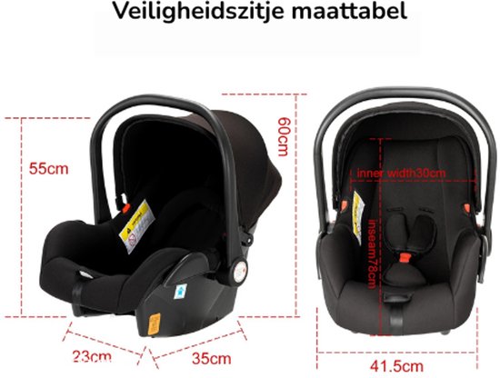 NaevaMi Luxe 3-in-1 Kinderwagen - Buggy - Inclusief Autostoeltje - Reiswieg - Inklapbaar - Lichtgewicht Kinderwagen Reissysteem - Multifunctionele Kinderwagen met Aluminium Frame - 0-36 maanden - Kinderwagen 3 in 1 - Maxi Cosi - Zwart Goud van Merkloos — afbeelding 5