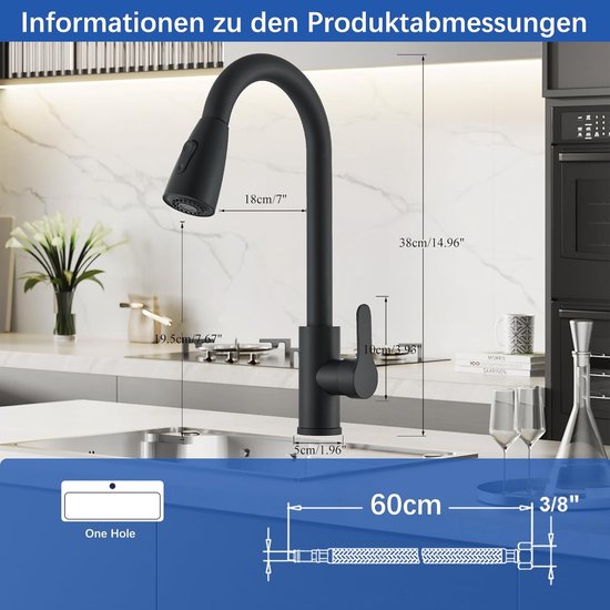 Keukenkamatuur wandmontage, wandarmatuur 360