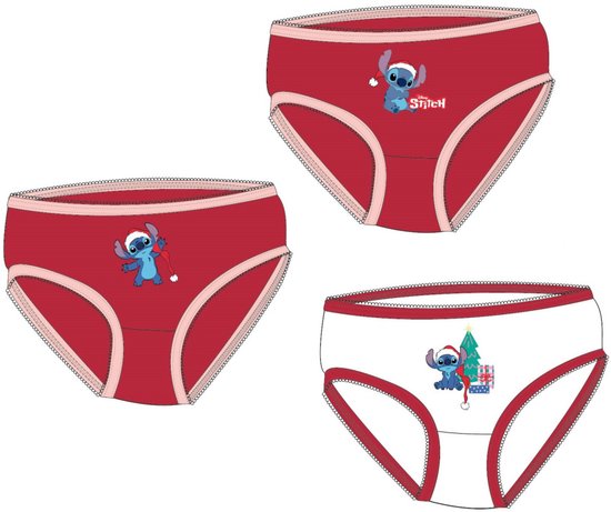 Culottes de Noël pour filles - Stitch - Coffret cadeau - Lot de 3 - 4/5 ans - Taille 104/110
