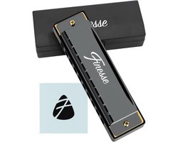 Finesse Mondharmonica – C Majeur – met Case - voor Volwassenen & Kinderen - Zwart