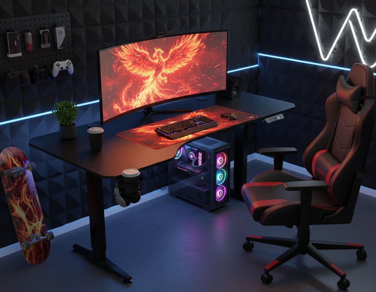 VDD VDD Gaming Desk 160x75 Zwart - afbeelding 2