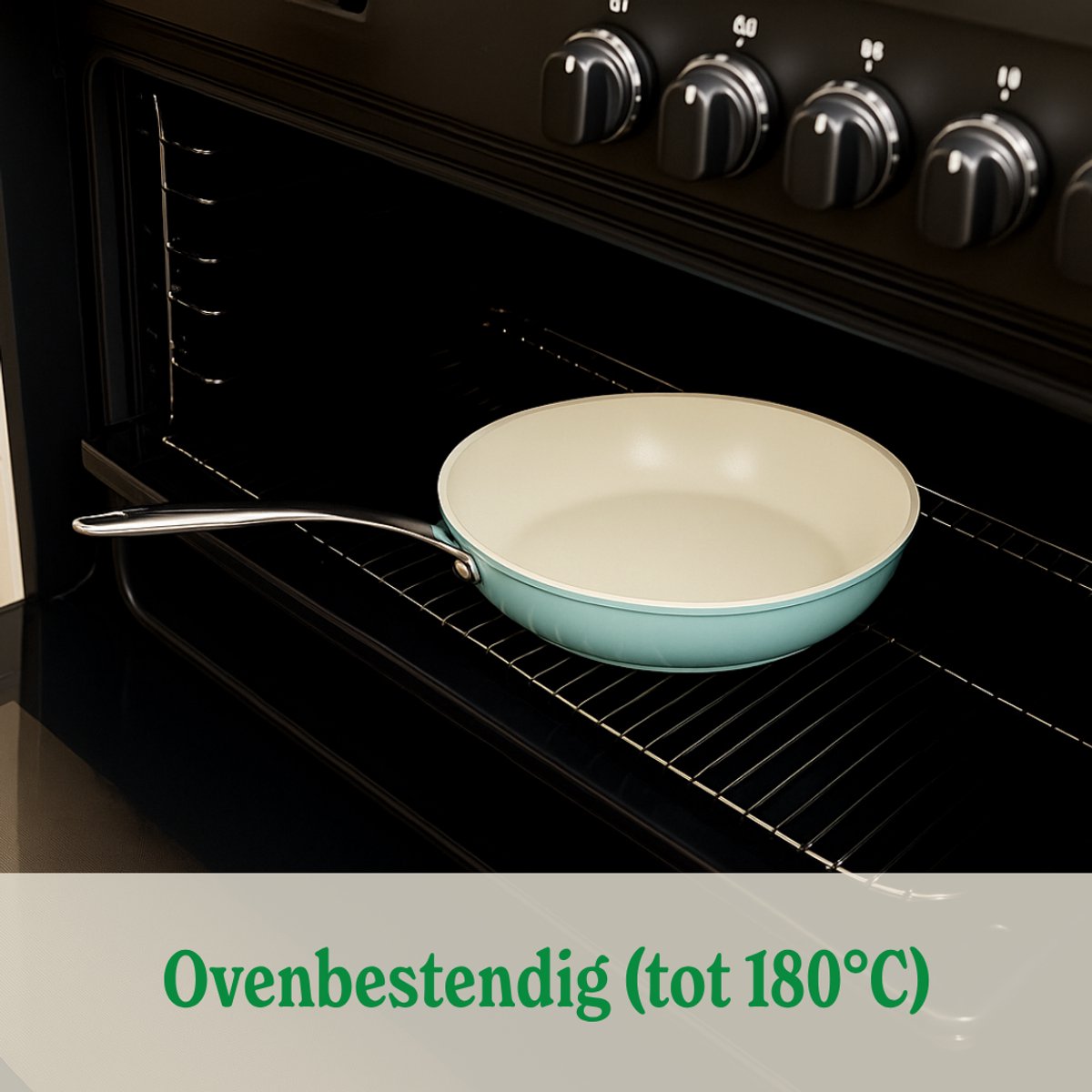 Cook & Pan 9-Delige Pannenset Go Blue - PFAS vrij - Alle Warmtebronnen - Pannen Set met 7 jaar Garantie - Krasbestendige Anti Aanbaklaag - Vaatwasserbestendig - Gas, Inductie, Elektrisch, Oven - Koekenpan, Wokpan, Steelpan, Hapjespan, Kookpot - Blauw – foto 6