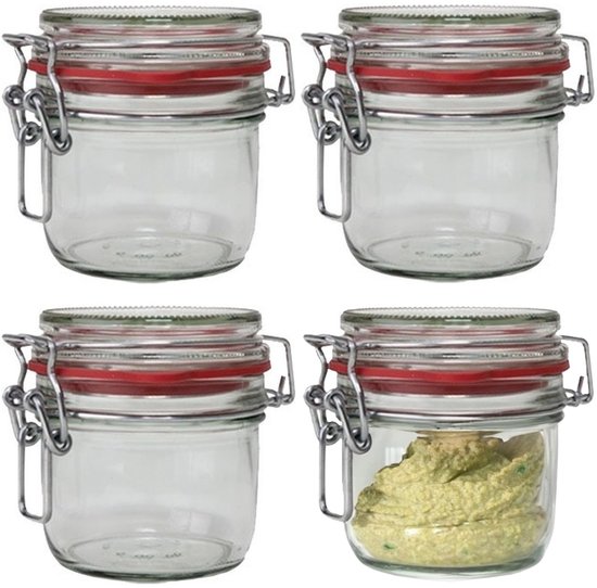 Weckpot/inmaakpot - 12x - glas - 125 ml - met beugelsluiting - transparant - Voedsel voorraadpotten