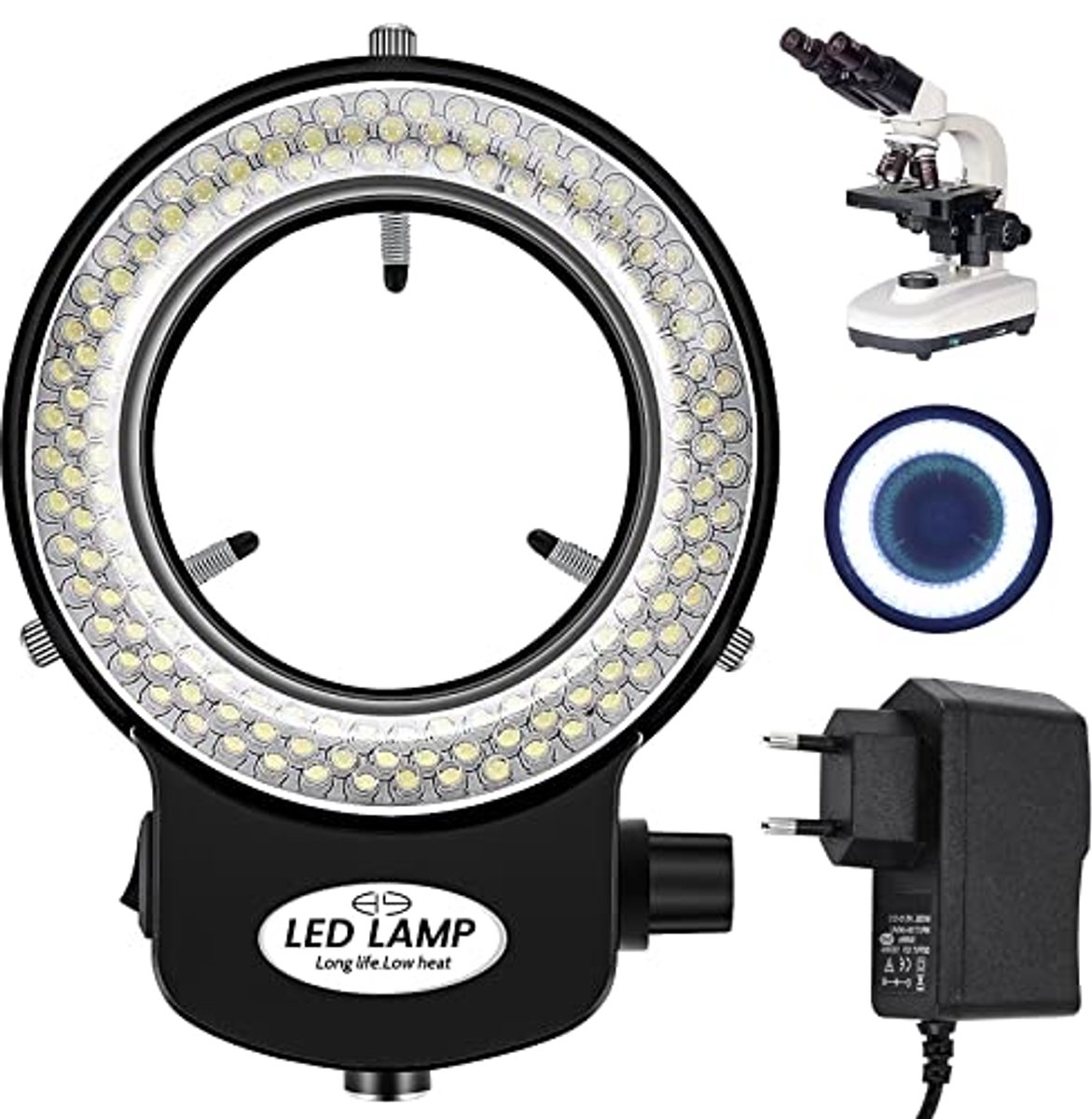 Dimbare Led-ringlamp voor Microscoop met 0-100% Helderheidsinstelling