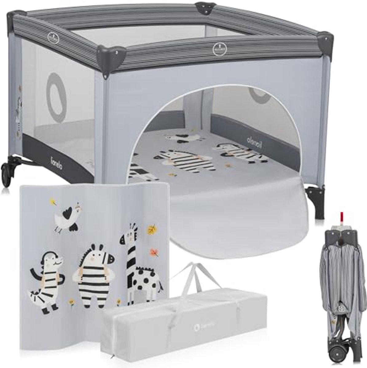 Opvouwbare Kinderbox met Matras voor Baby's en Peuters - Veilig Speelbed tot 15 kg - Ademend Gaas en Ritsingang