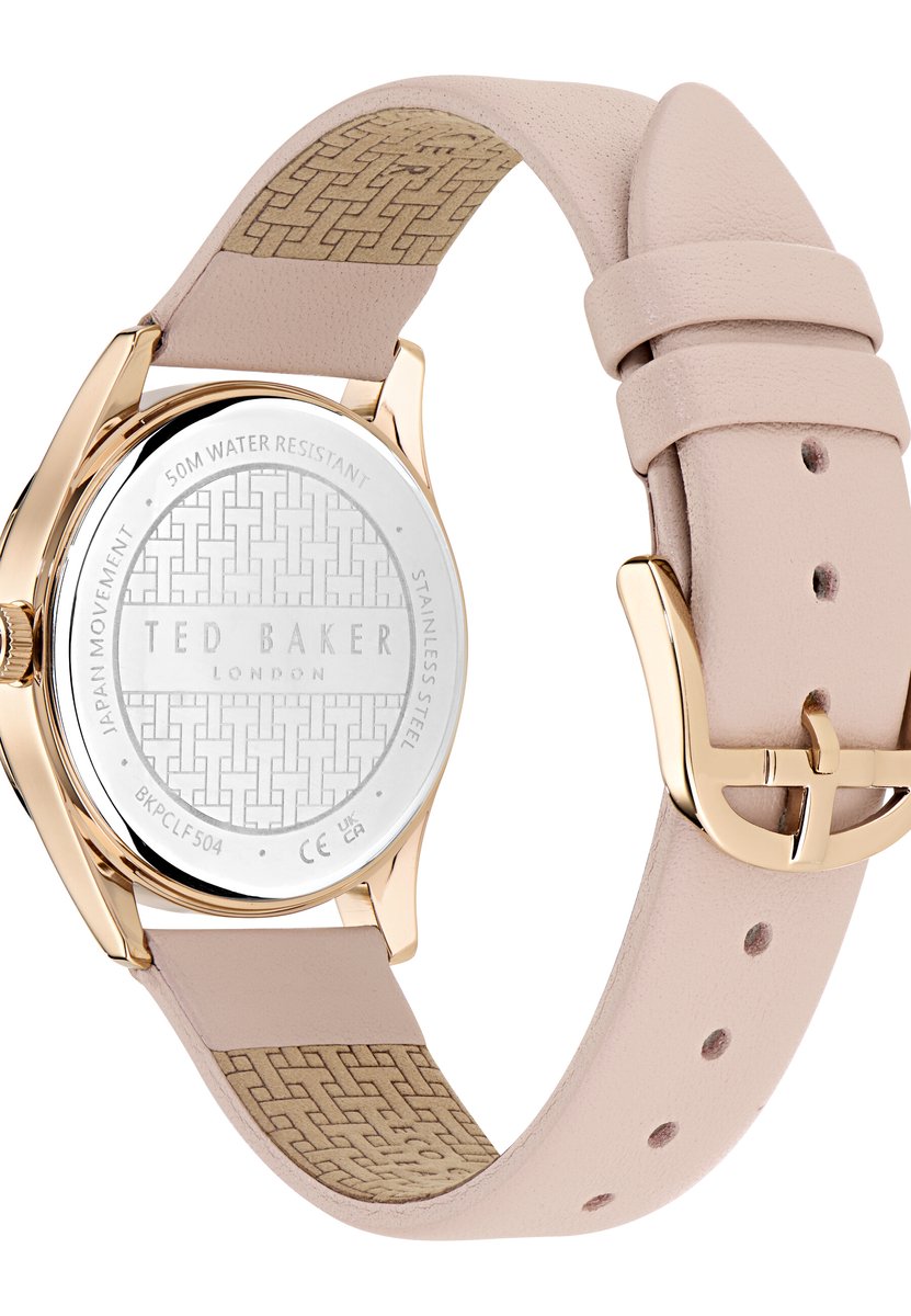 Ted Baker Coolly Quartz Analoog Horloge Roze Kast: 100% Roestvrij Staal | Armband: 100% Leer 34 mm BKPCLF504W0