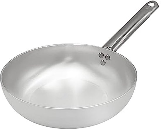 Pentole Agnelli ALMC1111BC24 Radiante pan, hoog, aluminium, dikte 5 mm, met roestvrijstalen buisgreep, 24 cm, zilver