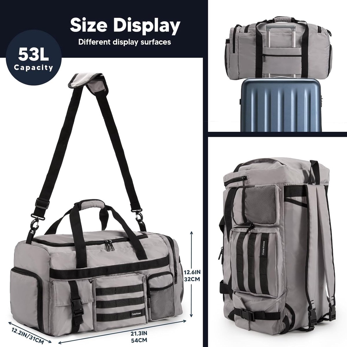 53L Sporttas voor Dames en Heren - Ruimtelijke Duffelbag met Schoenenvak en Waterdichte Compartment — cadeau in Sport & Outdoor - foto 5