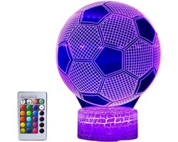 Voetbal 3D Nachtlampje - 16 Kleurenwissel & Afstandsbediening - Perfect Cadeau voor Sportfans, Jongens en Meisjes