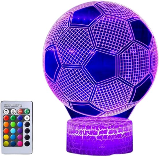 Voetbal 3D Nachtlampje - 16 Kleurenwissel & Afstandsbediening - Perfect Cadeau voor Sportfans, Jongens en Meisjes