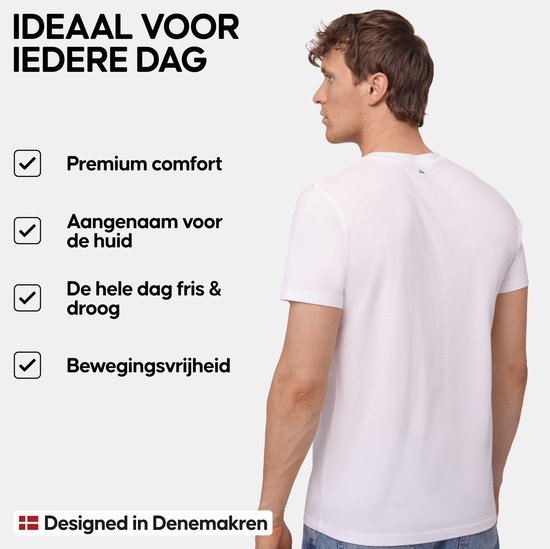 T-Shirt DANISH ENDURANCE pour Homme - Col Rond - Wit- L