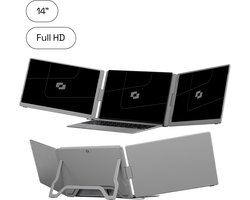 Screenmate® OneCable Portable Monitor 14” - Draagbare Monitor met Beschermhoes - Extra Scherm Laptop - Draagbaar Beeldscherm - Grijs
