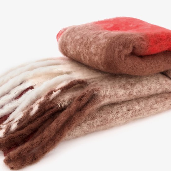 Écharpe femme à carreaux bordeaux - Rouge