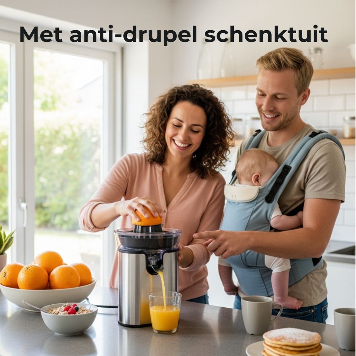 CoolHome Citruspers - Elektrische Sinaasappelpers en Citroenpers - Met uitloop en druppelstop - Compact & Stil- Rvs thumbnail 3