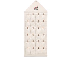 Gepersonaliseerde Stoffen Adventskalender - 118 x 49,5 cm - Adventskalender met eigen foto en tekst - Met ophangsysteem en genummerde knijpers