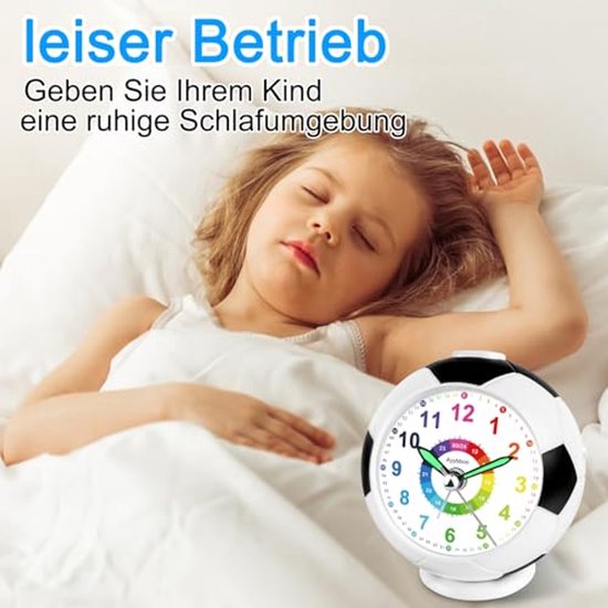 Kinderwekker Voetbal - Analoge Stille Wekker met Nachtlampje en Snooze-functie voor Kinderen — afbeelding 5