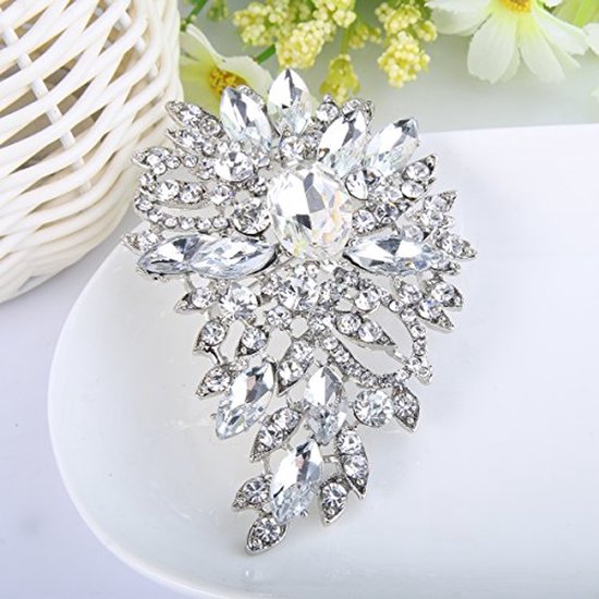 EVER FAITH Dames Marquise Oostenrijks kristal bruiloft bloem blad boeket broche, Kristal, n/a