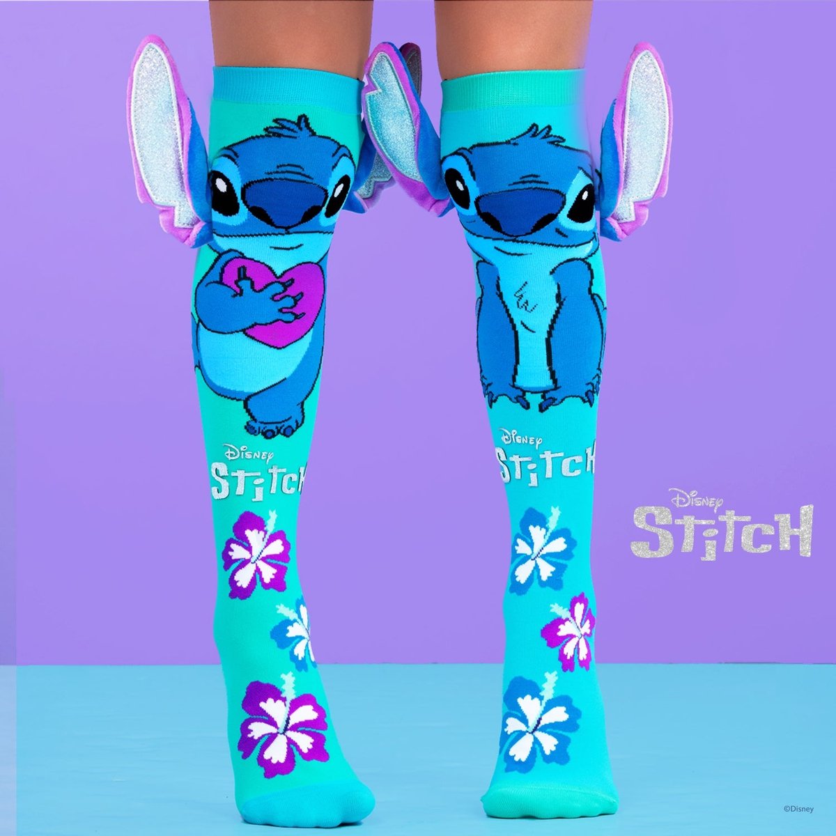 Disney Stitch silver sokken – 3D oren – 1 maat - MadMia
