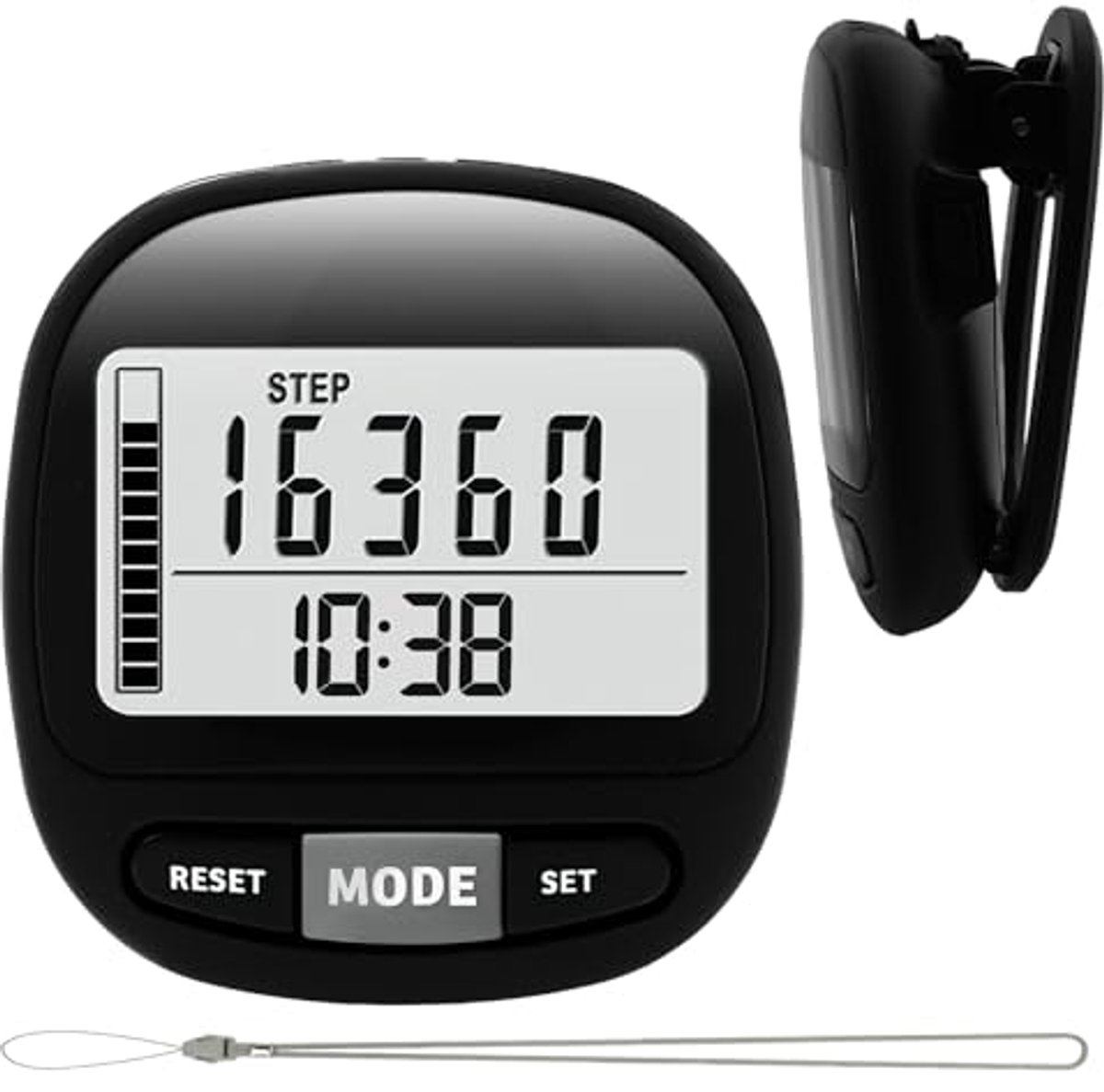 3D Stappenteller met Klok en Clipkoord - Fitness Tracker voor Kinderen en Volwassenen