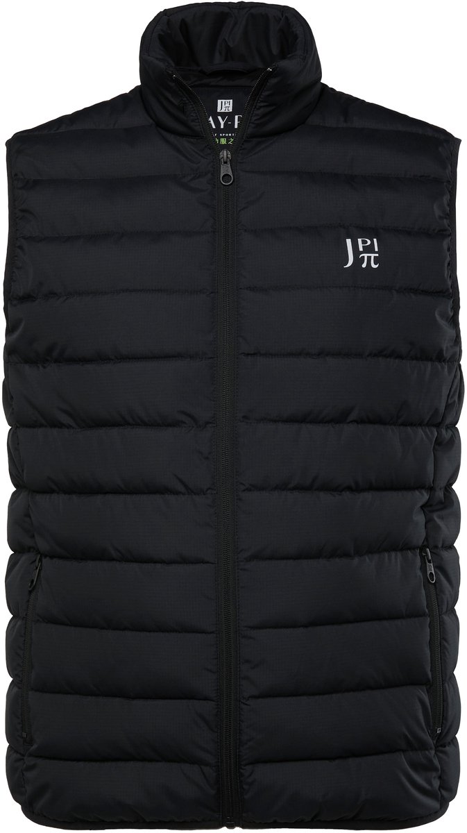 JAY-PI - Heren - Doorgestikte bodywarmer outdoor Buik-Fit in opbergzakje - Zwart - Maat 5XL